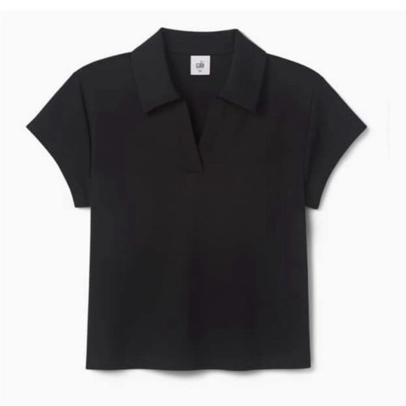 CAbi XL Black Kudos Top. Short Sleeve Collared Top - Picture 2 of 8
